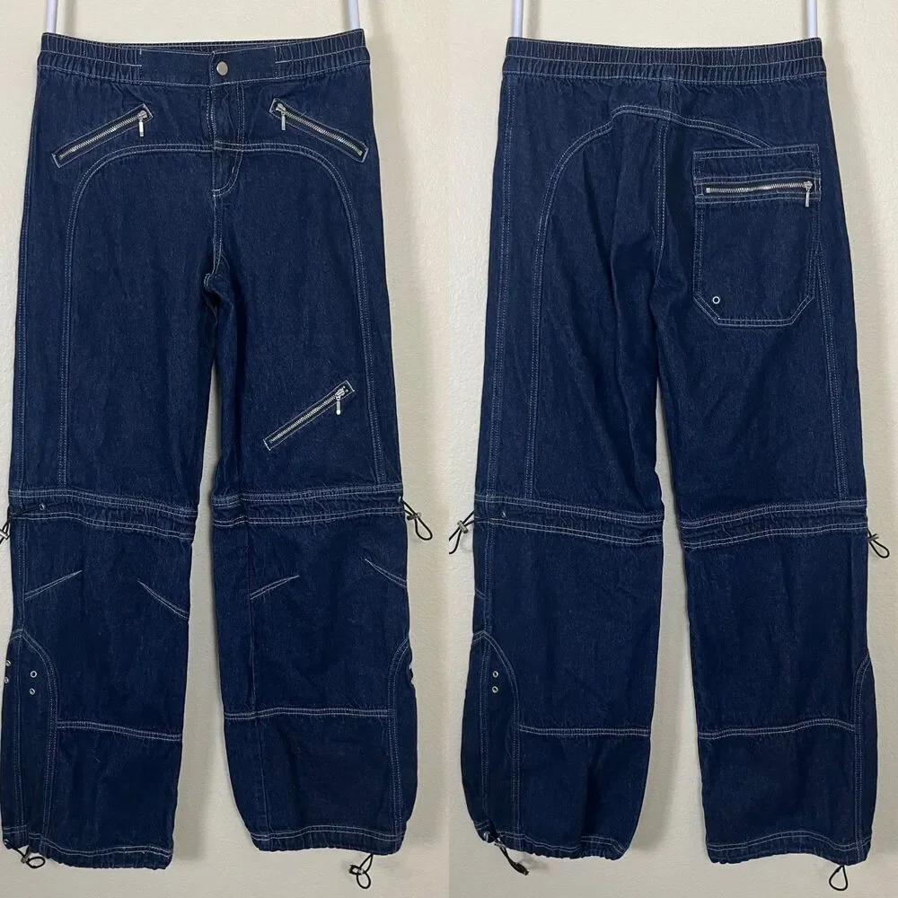 Silence + Noise Women Size 25 Cargo Baggy Jeans Straight Leg Pant Y2K Gorpcore